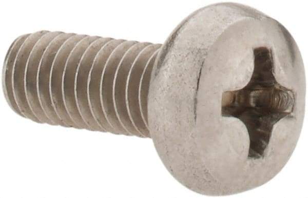 Value Collection - M4x0.70 Metric Coarse, 10mm Length Under Head Phillips Drive Machine Screw - Pan Head, Grade 18-8 Stainless Steel, Uncoated, Without Washer - Exact Tool & Supply