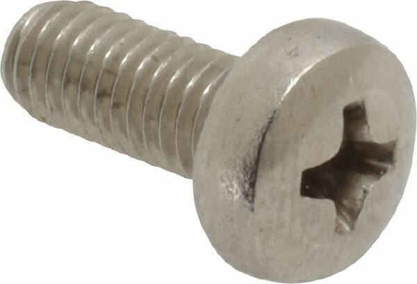 Value Collection - M5x0.80 Metric Coarse, 12mm Length Under Head Phillips Drive Machine Screw - Pan Head, Grade 18-8 Stainless Steel, Uncoated, Without Washer - Exact Tool & Supply