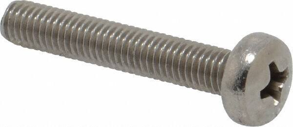 Value Collection - M5x0.80 Metric Coarse, 30mm Length Under Head Phillips Drive Machine Screw - Pan Head, Grade 18-8 Stainless Steel, Uncoated, Without Washer - Exact Tool & Supply