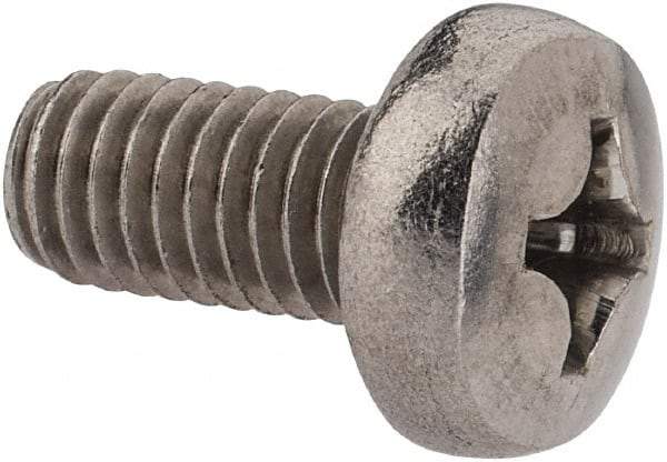 Value Collection - M6x1.00 Metric Coarse, 12mm Length Under Head Phillips Drive Machine Screw - Pan Head, Grade 18-8 Stainless Steel, Uncoated, Without Washer - Exact Tool & Supply