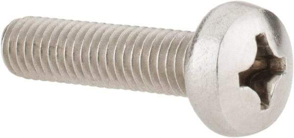Value Collection - M6x1.00 Metric Coarse, 25mm Length Under Head Phillips Drive Machine Screw - Pan Head, Grade 18-8 Stainless Steel, Uncoated, Without Washer - Exact Tool & Supply