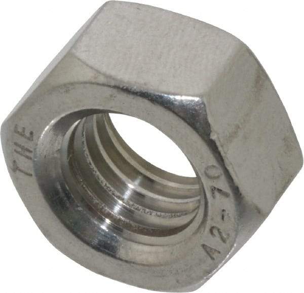 Value Collection - M12x1.75 Stainless Steel Right Hand Hex Nut - 19mm Across Flats, 10mm High, Uncoated - Exact Tool & Supply