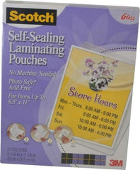 3M - Letter Size, Gloss Finish Plastic Pouch - 9-1/16 Inch Wide x 11-5/8 Inch High - Exact Tool & Supply