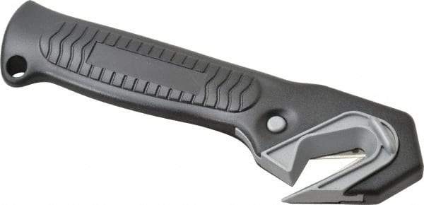 ICT - Fixed Safety Cutter - 1-3/4" Blade, Black Ergonomic Grip Handle, 2 Blades Included - Exact Tool & Supply