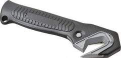 ICT - Fixed Safety Cutter - 1-3/4" Blade, Black Ergonomic Grip Handle, 2 Blades Included - Exact Tool & Supply