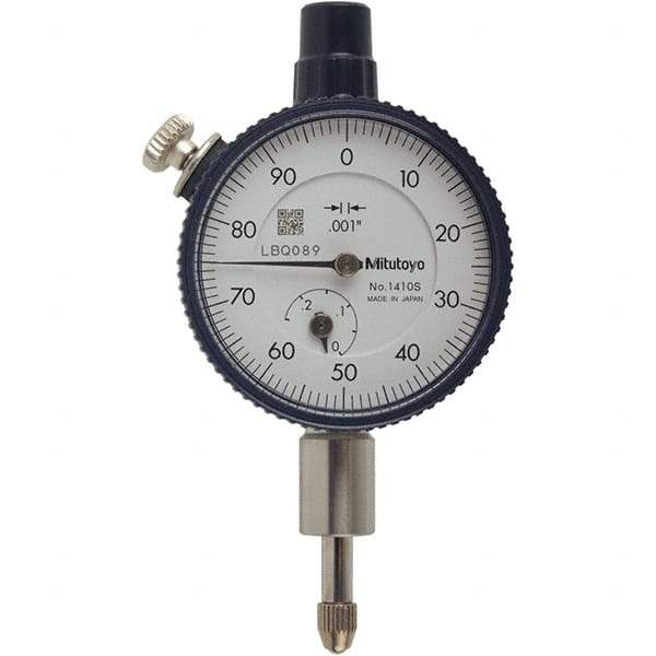 Mitutoyo - 1/4" Range, 0-100 Dial Reading, 0.001" Graduation Dial Drop Indicator - 40mm Dial, 0.1" Range per Revolution, 0.001" Accuracy, Revolution Counter - Exact Tool & Supply