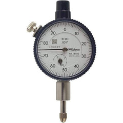 Mitutoyo - 1/4" Range, 0-100 Dial Reading, 0.001" Graduation Dial Drop Indicator - 40mm Dial, 0.1" Range per Revolution, 0.001" Accuracy, Revolution Counter - Exact Tool & Supply