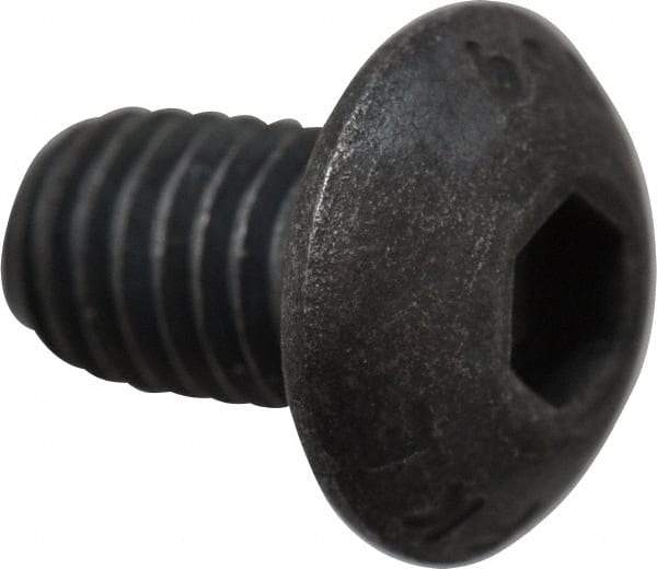 Value Collection - M5x0.80 Metric Coarse Hex Socket Drive, Button Screw - Grade 10.9 Alloy Steel, Black Oxide Finish, Fully Threaded, 8mm Length Under Head - Exact Tool & Supply