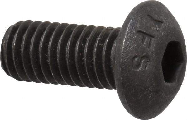 Value Collection - M5x0.80 Metric Coarse Hex Socket Drive, Button Screw - Grade 12.9 Alloy Steel, Black Oxide Finish, Fully Threaded, 12mm Length Under Head - Exact Tool & Supply
