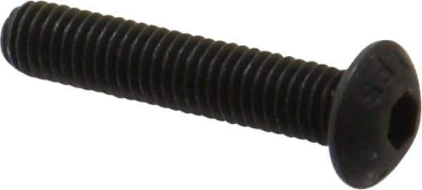 Value Collection - M5x0.80 Metric Coarse Hex Socket Drive, Button Screw - Grade 12.9 Alloy Steel, Black Oxide Finish, Fully Threaded, 25mm Length Under Head - Exact Tool & Supply
