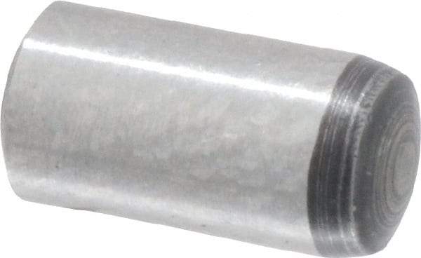 Value Collection - 3mm Diam x 6mm Pin Length Grade 8 Alloy Steel Precision Dowel Pin - Bright Finish, 1 Rounded End - Exact Tool & Supply