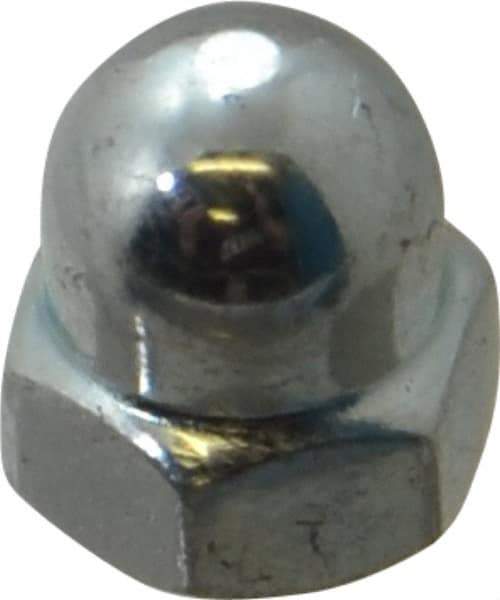 Value Collection - M4x0.7 7mm Width Across Flats, Zinc Plated, Steel Acorn Nut - 8mm Overall Height, Grade 2, DIN 1587 - Exact Tool & Supply