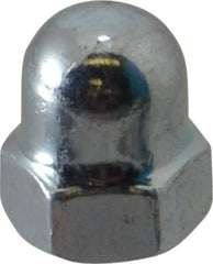 Value Collection - M5x0.8 8mm Width Across Flats, Zinc Plated, Steel Acorn Nut - 10mm Overall Height, Grade 2, DIN 1587 - Exact Tool & Supply