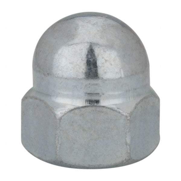 Value Collection - M12x1.75 19mm Width Across Flats, Zinc Plated, Steel Acorn Nut - 22mm Overall Height, Grade 2, DIN 1587 - Exact Tool & Supply