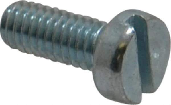 Value Collection - M4x0.70, 10mm Length Under Head Slotted Drive Machine Screw - Cheese Head, Grade 4.8 Steel, Zinc-Plated Finish, Without Washer - Exact Tool & Supply