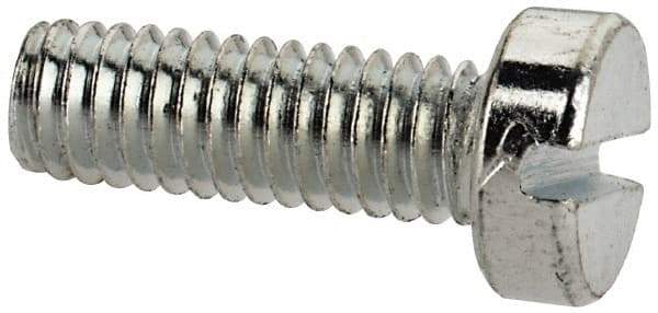 Value Collection - M4x0.70, 12mm Length Under Head Slotted Drive Machine Screw - Cheese Head, Grade 4.8 Steel, Zinc-Plated Finish, Without Washer - Exact Tool & Supply