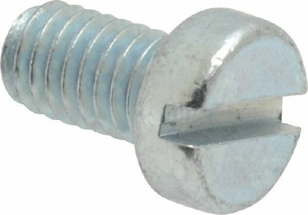 Value Collection - M6x1.00, 10mm Length Under Head Slotted Drive Machine Screw - Cheese Head, Grade 4.8 Steel, Zinc-Plated Finish, Without Washer - Exact Tool & Supply