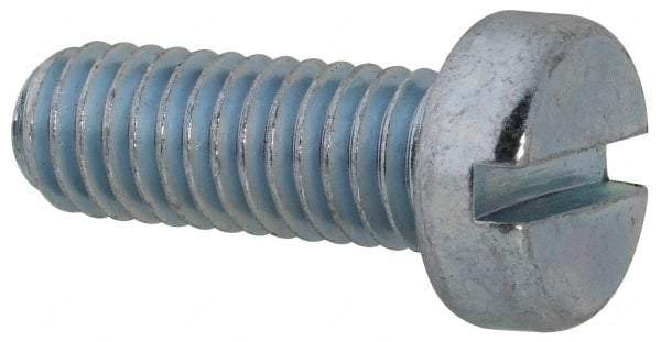 Value Collection - M6x1.00, 16mm Length Under Head Slotted Drive Machine Screw - Cheese Head, Grade 4.8 Steel, Zinc-Plated Finish, Without Washer - Exact Tool & Supply