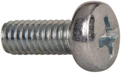 Value Collection - M4x0.70, 10mm Length Under Head Phillips Drive Machine Screw - Pan Head, Grade 4.8 Steel, Zinc-Plated Finish, Without Washer - Exact Tool & Supply