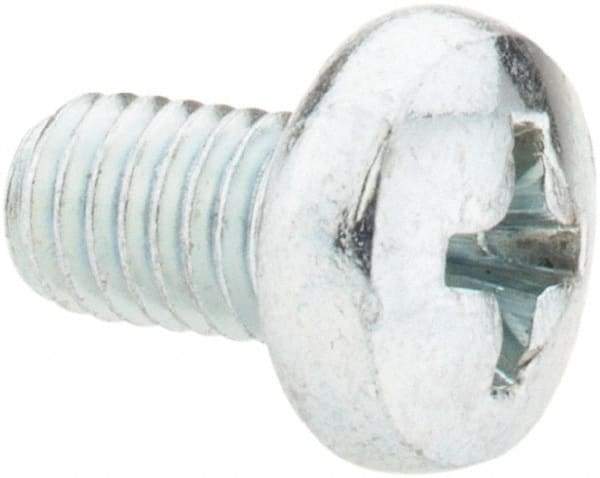 Value Collection - M5x0.80, 8mm Length Under Head Phillips Drive Machine Screw - Pan Head, Grade 4.8 Steel, Zinc-Plated Finish, Without Washer - Exact Tool & Supply