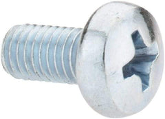 Value Collection - M5x0.80, 10mm Length Under Head Phillips Drive Machine Screw - Pan Head, Grade 4.8 Steel, Zinc-Plated Finish, Without Washer - Exact Tool & Supply