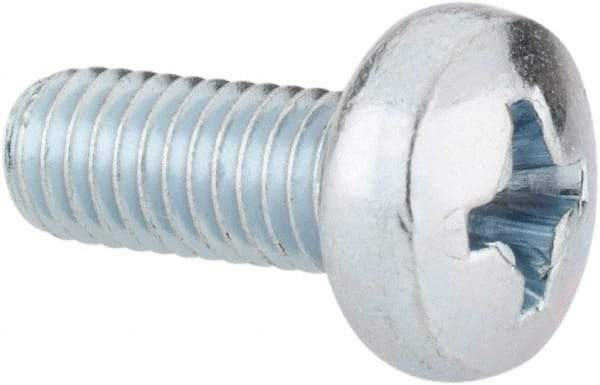 Value Collection - M5x0.80, 12mm Length Under Head Phillips Drive Machine Screw - Pan Head, Grade 4.8 Steel, Zinc-Plated Finish, Without Washer - Exact Tool & Supply
