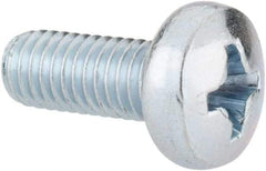 Value Collection - M5x0.80, 12mm Length Under Head Phillips Drive Machine Screw - Pan Head, Grade 4.8 Steel, Zinc-Plated Finish, Without Washer - Exact Tool & Supply