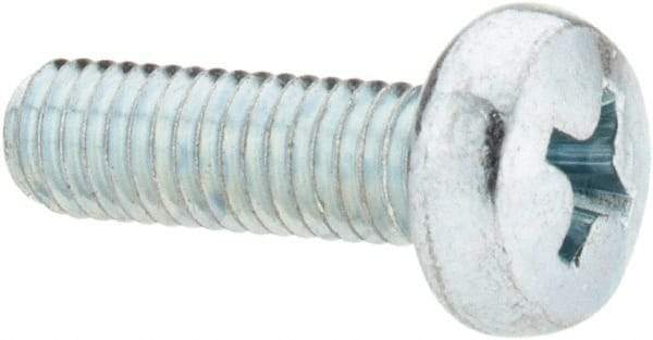 Value Collection - M5x0.80, 16mm Length Under Head Phillips Drive Machine Screw - Pan Head, Grade 4.8 Steel, Zinc-Plated Finish, Without Washer - Exact Tool & Supply