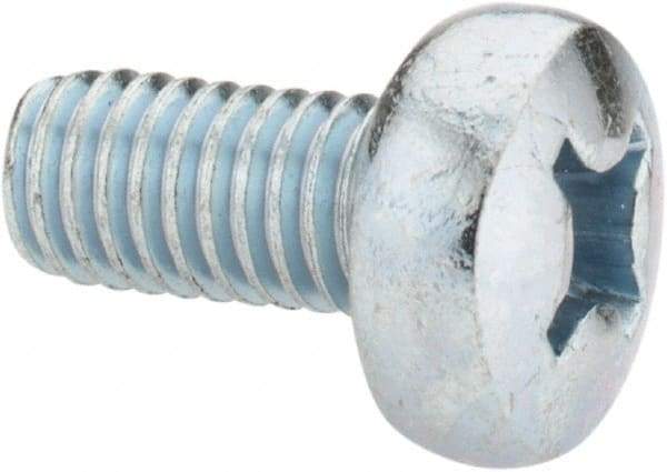 Value Collection - M6x1.00, 12mm Length Under Head Phillips Drive Machine Screw - Pan Head, Grade 4.8 Steel, Zinc-Plated Finish, Without Washer - Exact Tool & Supply