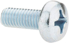 Value Collection - M6x1.00, 16mm Length Under Head Phillips Drive Machine Screw - Pan Head, Grade 4.8 Steel, Zinc-Plated Finish, Without Washer - Exact Tool & Supply