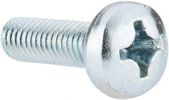 Value Collection - M6x1.00, 20mm Length Under Head Phillips Drive Machine Screw - Pan Head, Grade 4.8 Steel, Zinc-Plated Finish, Without Washer - Exact Tool & Supply