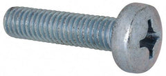 Value Collection - M6x1.00, 25mm Length Under Head Phillips Drive Machine Screw - Pan Head, Grade 4.8 Steel, Zinc-Plated Finish, Without Washer - Exact Tool & Supply