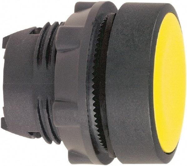 Schneider Electric - 22mm Mount Hole, Flush, Pushbutton Switch Only - Round, Yellow Pushbutton, Nonilluminated, Momentary (MO) - Exact Tool & Supply