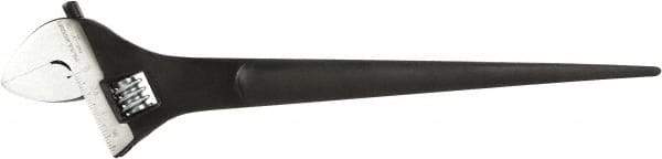Paramount - 1-11/16" Jaw Capacity, 15" Spud Handle Adjustable Wrench - Chrome Vanadium Steel, Black Finish - Exact Tool & Supply