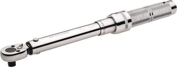 Paramount - 3/8" Drive Micrometer Type Ratchet Head Torque Wrench - 5.4 N/m to 27 N/m Torque, 12" OAL, 1 Ft/Lb Graduation - Exact Tool & Supply