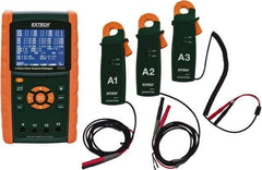 Extech - 3 Phase, 600 VAC, 0.01 to 200 Amp Capability, 45 to 65 Hz Calibration, LCD Display Power Meter - 0.5 Current Accuracy, 0.5 Voltage Accuracy - Exact Tool & Supply