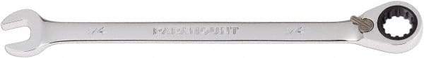 Paramount - 1/4" 12 Point Combination Wrench - 13° Head Angle, 5" OAL, Chrome Vanadium Steel, Polished Finish - Exact Tool & Supply