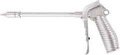 Value Collection - 230 Max psi Quiet Safety Nozzle Pistol Grip Blow Gun - 1/4 NPT Inlet, 12" Tube Length, Chrome Plated Aluminum - Exact Tool & Supply