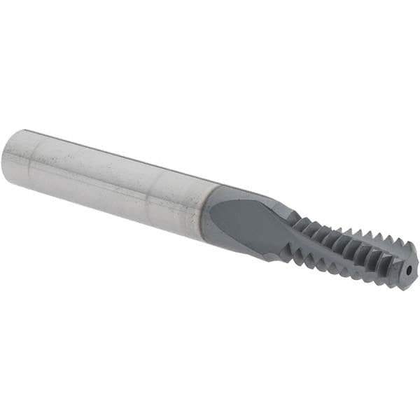 Iscar - 3/8-16 UNC, 0.264" Cutting Diam, 3 Flute, Solid Carbide Helical Flute Thread Mill - Internal Thread, 0.66" LOC, 2-1/2" OAL, 5/16" Shank Diam - Exact Tool & Supply