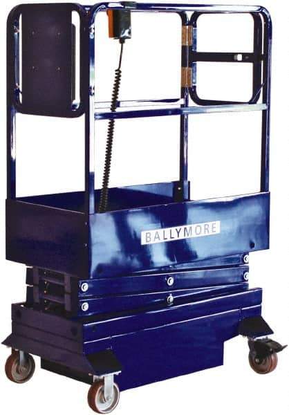 Ballymore - 500 Lb Capacity, 120" Lift Height, Battery Operated Mini Scissor Lift - 120" Lift Height, Battery Operated - Exact Tool & Supply