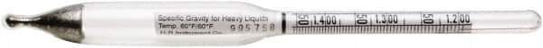 H-B Instruments - 300mm Long, Steel Specific Gravity Hydrometer - 0.002 Graduation, 1.00/1.22 Specific Gravity - Exact Tool & Supply