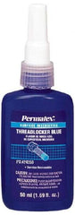 Permatex - 50 mL Bottle, Blue, Medium Strength Liquid Threadlocker - Series 243, 24 hr Full Cure Time, Hand Tool Removal - Exact Tool & Supply