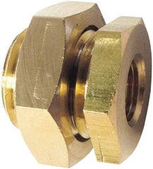 Legris - 3/8 Male Thread x 3/8 Female Thread, Brass Industrial Pipe Male/Female Bulkhead - FBSPP x MBSPP, 3,626 psi - Exact Tool & Supply