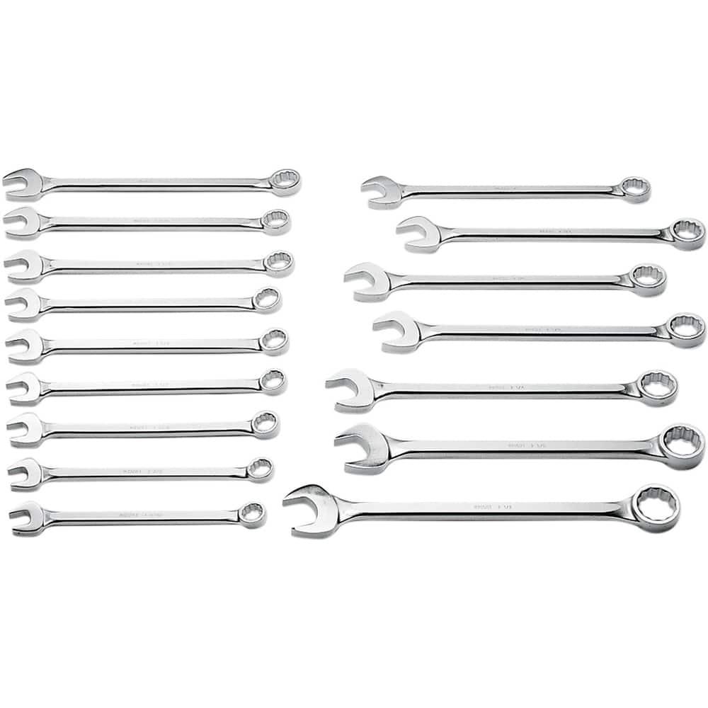 Wright Tool & Forge - 16 Pc, 1-5/16 - 2-1/2", 12-Point Combination Wrench Set - Exact Tool & Supply