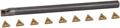 Hertel - 0.438" Min Diam Smallest Bar, 0.438" Min Diam Largest Bar, Carbide Indexable Boring Bar Set - TP.. Insert, HBBQ Toolholder, 3-3/4" Max Bore Depth, Through Coolant - Exact Tool & Supply