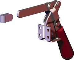 De-Sta-Co - 400 Lb Holding Capacity, Vertical Handle, Manual Hold Down Toggle Clamp - 60° Handle Movement, 185° Bar Opening, Solid Bar, Flanged Base, Carbon Steel - Exact Tool & Supply