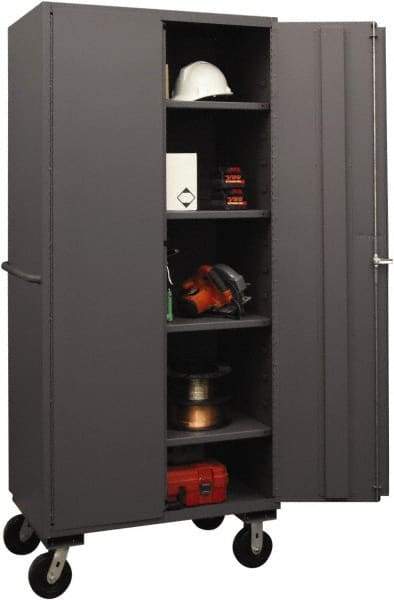 Durham - 4 Shelf Locking Storage Cabinet - Steel, 36" Wide x 24" Deep x 80" High, Gray - Exact Tool & Supply