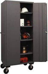 Durham - 4 Shelf Locking Storage Cabinet - Steel, 36" Wide x 24" Deep x 80" High, Gray - Exact Tool & Supply