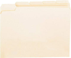 UNIVERSAL - 8-1/2 x 11", Letter Size, Manila, File Folders with Top Tab - 11 Point Stock, Assorted Tab Cut Location - Exact Tool & Supply