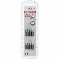 Wiha - 1/4" Drive T7 Torx Screwdriver Bit - 1" OAL, Insert Bit - Exact Tool & Supply
